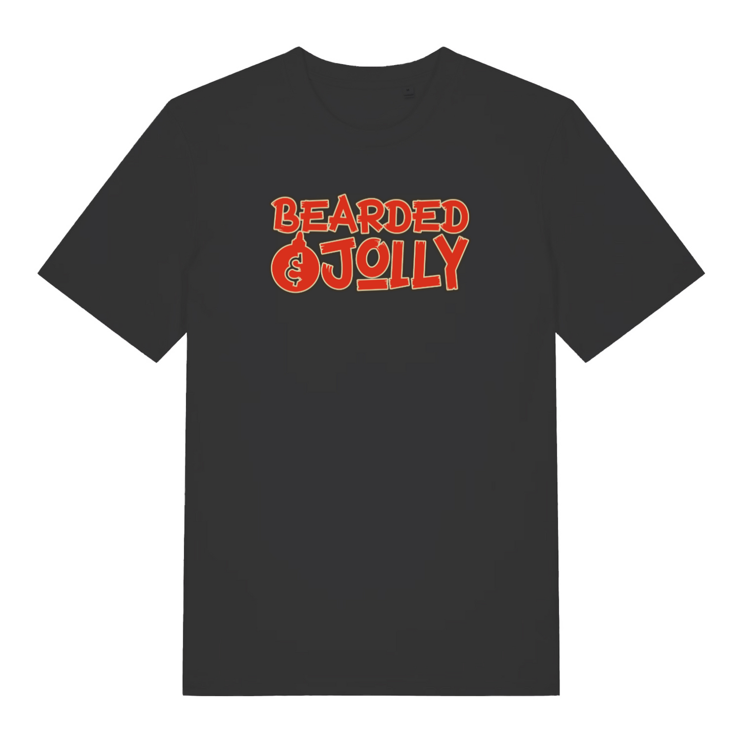 black xmas t-shirt with the slogan 'bearded and jolly'