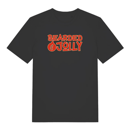 black xmas t-shirt with the slogan 'bearded and jolly'