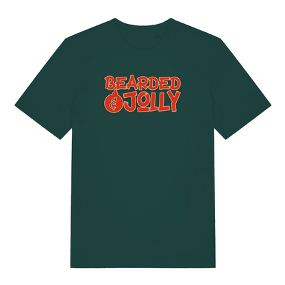 green xmas t-shirt with the slogan 'bearded and jolly'