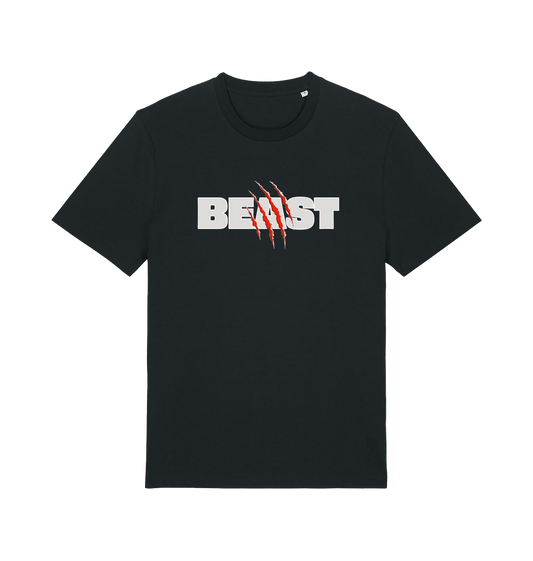 black matching t-shirt with the text beast