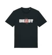 black matching t-shirt with the text beast