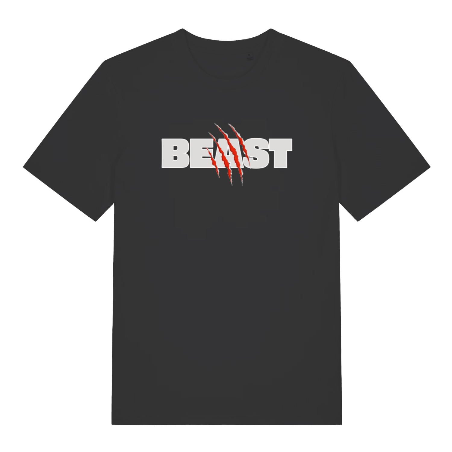 black matching t-shirt with the slogan 'beast'
