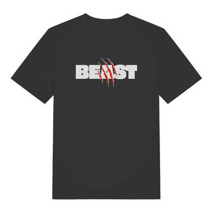black matching t-shirt with the slogan 'beast'