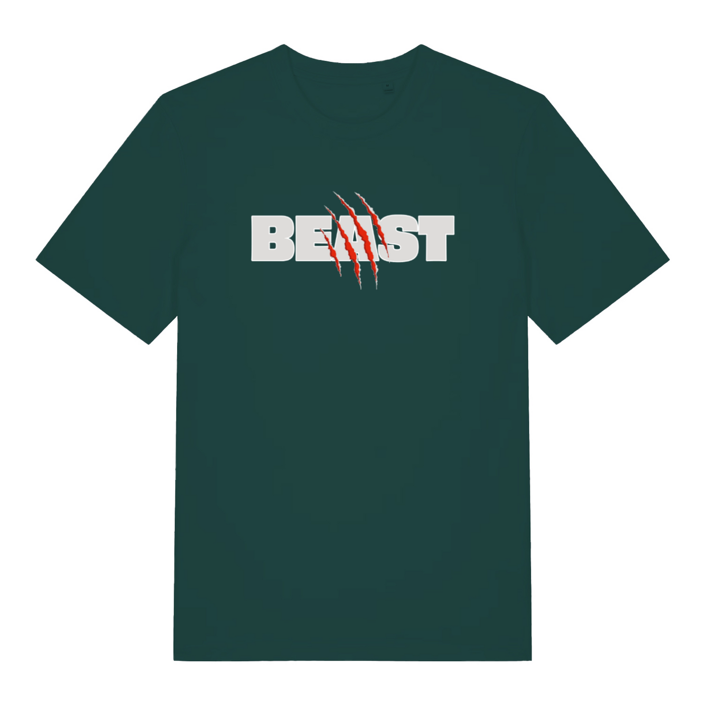 green matching t-shirt with the slogan 'beast'