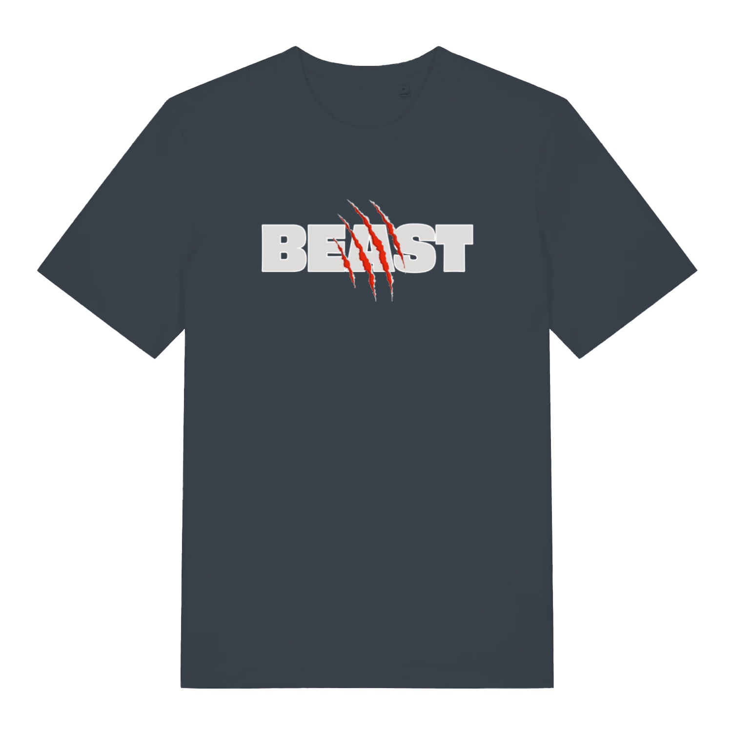 ink grey matching t-shirt with the slogan 'beast'