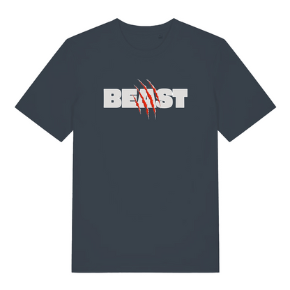 ink grey matching t-shirt with the slogan 'beast'