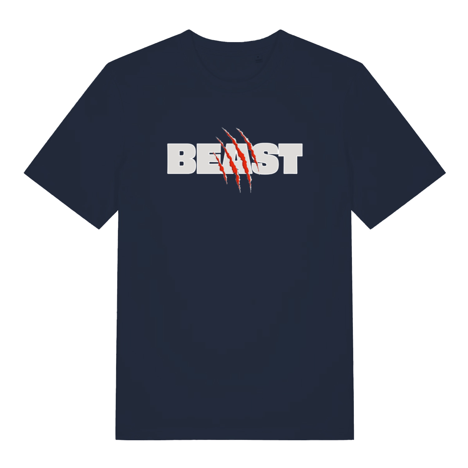 navy matching t-shirt with the slogan 'beast'