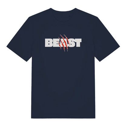 navy matching t-shirt with the slogan 'beast'