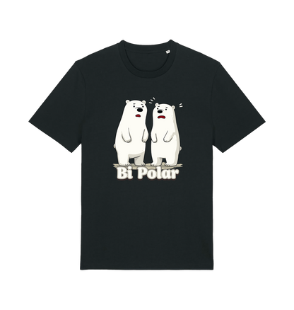 black t-shirt with cartoon polar bears and 'Bi Polar' text on 