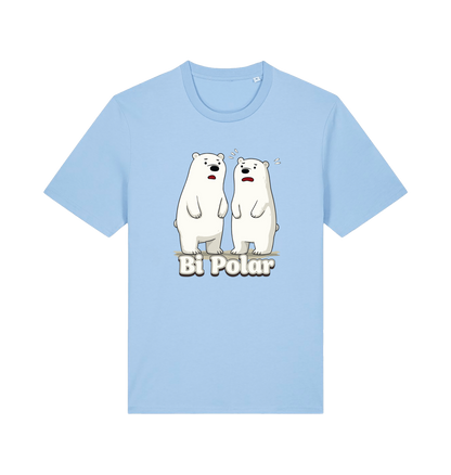 Light blue t-shirt with cartoon polar bears and 'Bi Polar' text on 