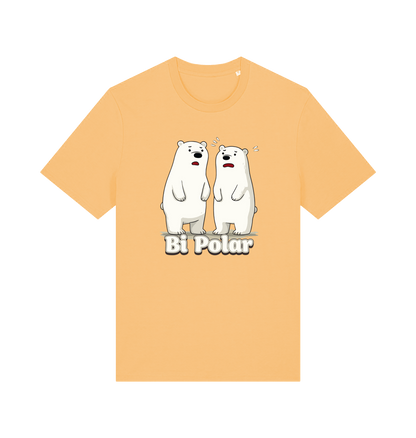 yellow t-shirt with cartoon polar bears and 'Bi Polar' text on 
