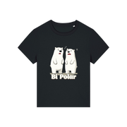 Black funny animal t-shirt with cartoon polar bears and the slogan 'Bi Polar' 