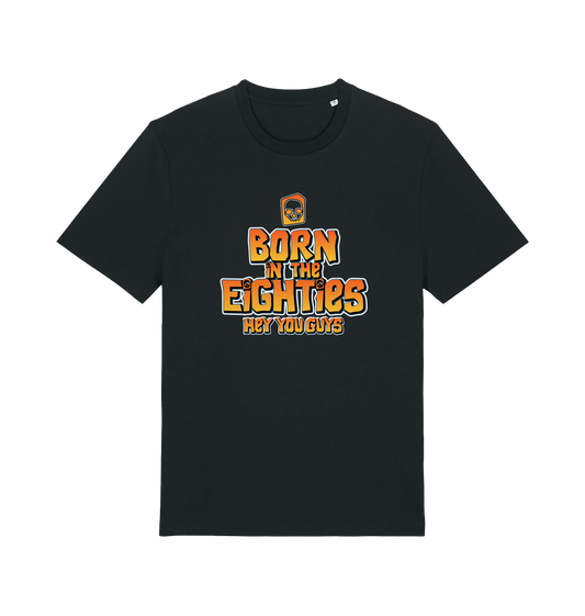 black birthday t-shirt inspired by the cult classic film the goonies with 'born in the 80s' text