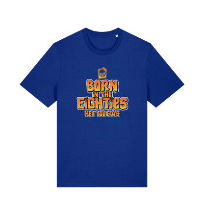 blue birthday t-shirt inspired by the cult classic film the goonies with 'born in the 80s' text