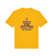 yellow birthday t-shirt inspired by the cult classic film the goonies with 'born in the 80s' text