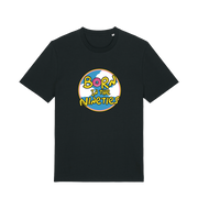 black birthday t-shirt inspired by the classic cartoon the simpsons with the text 'born in the 90's'