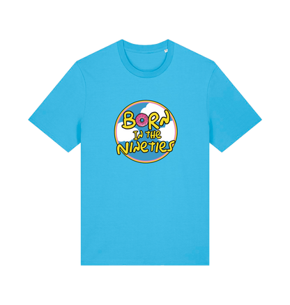 blue birthday t-shirt inspired by the classic cartoon the simpsons with the text 'born in the 90's'