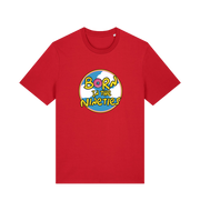 red birthday t-shirt inspired by the classic cartoon the simpsons with the text 'born in the 90's'