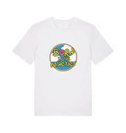white birthday t-shirt inspired by the classic cartoon the simpsons with the text 'born in the 90's'