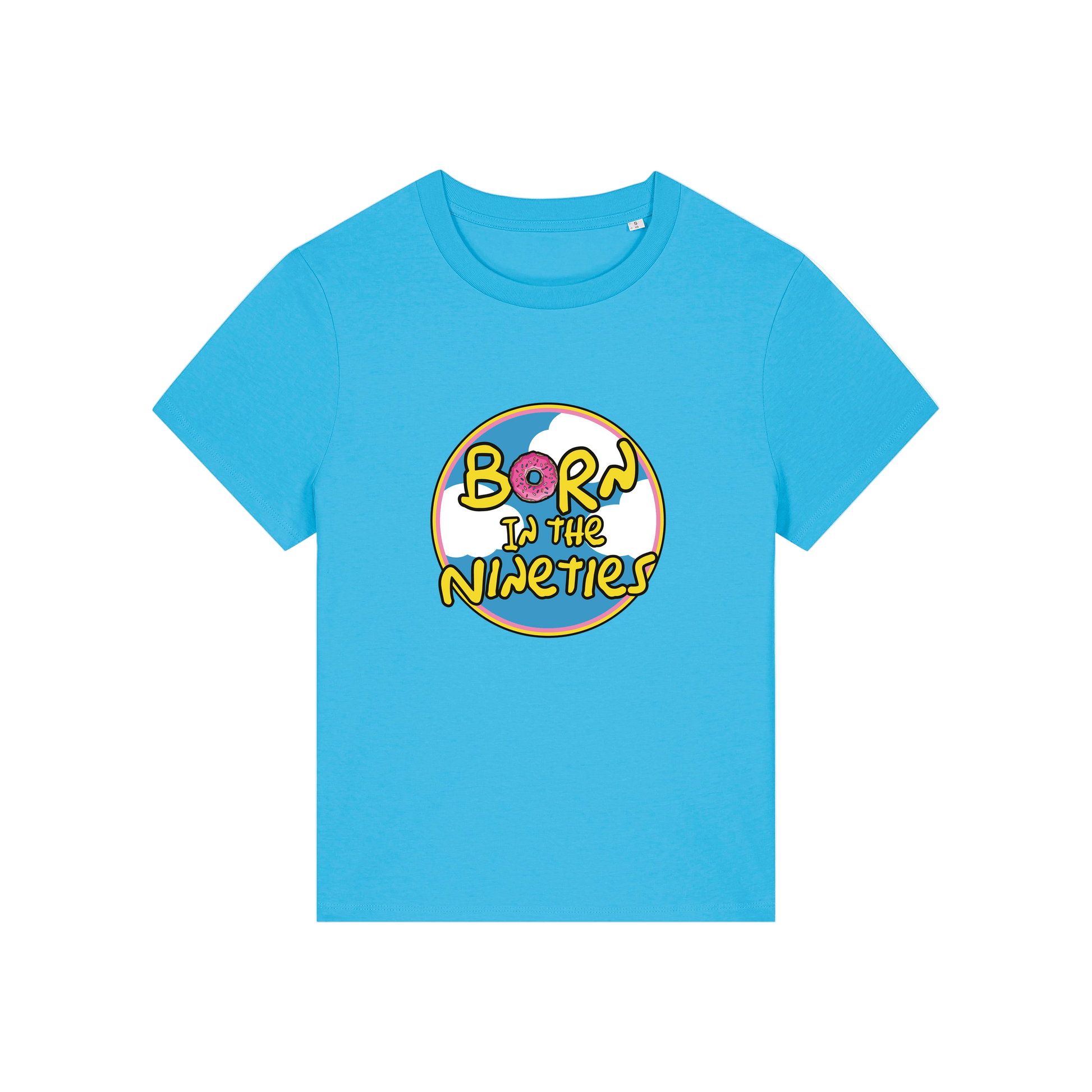 blue geek tshirt with the slogan 'born in the 90's' 