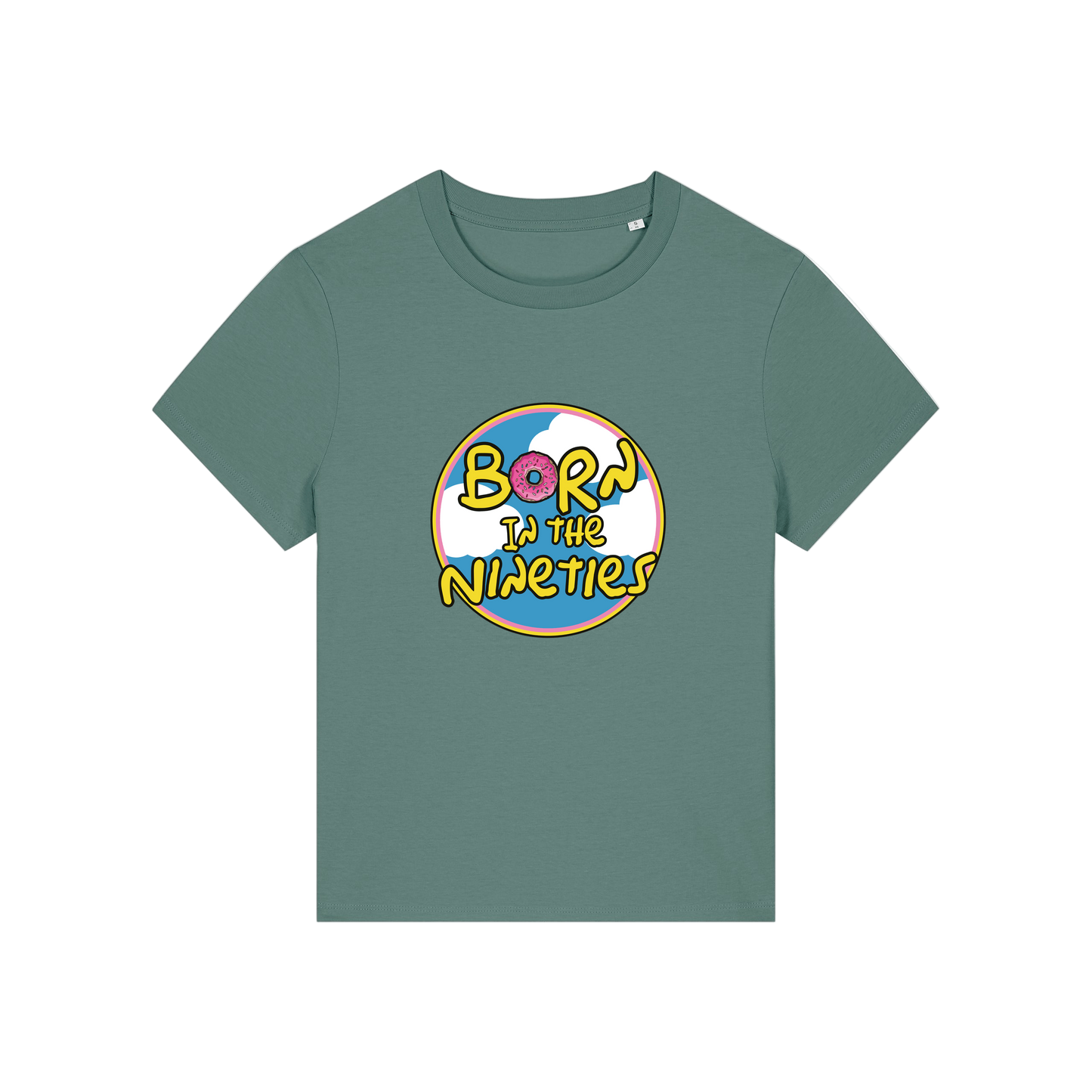 green geek tshirt with the slogan 'born in the 90's' 