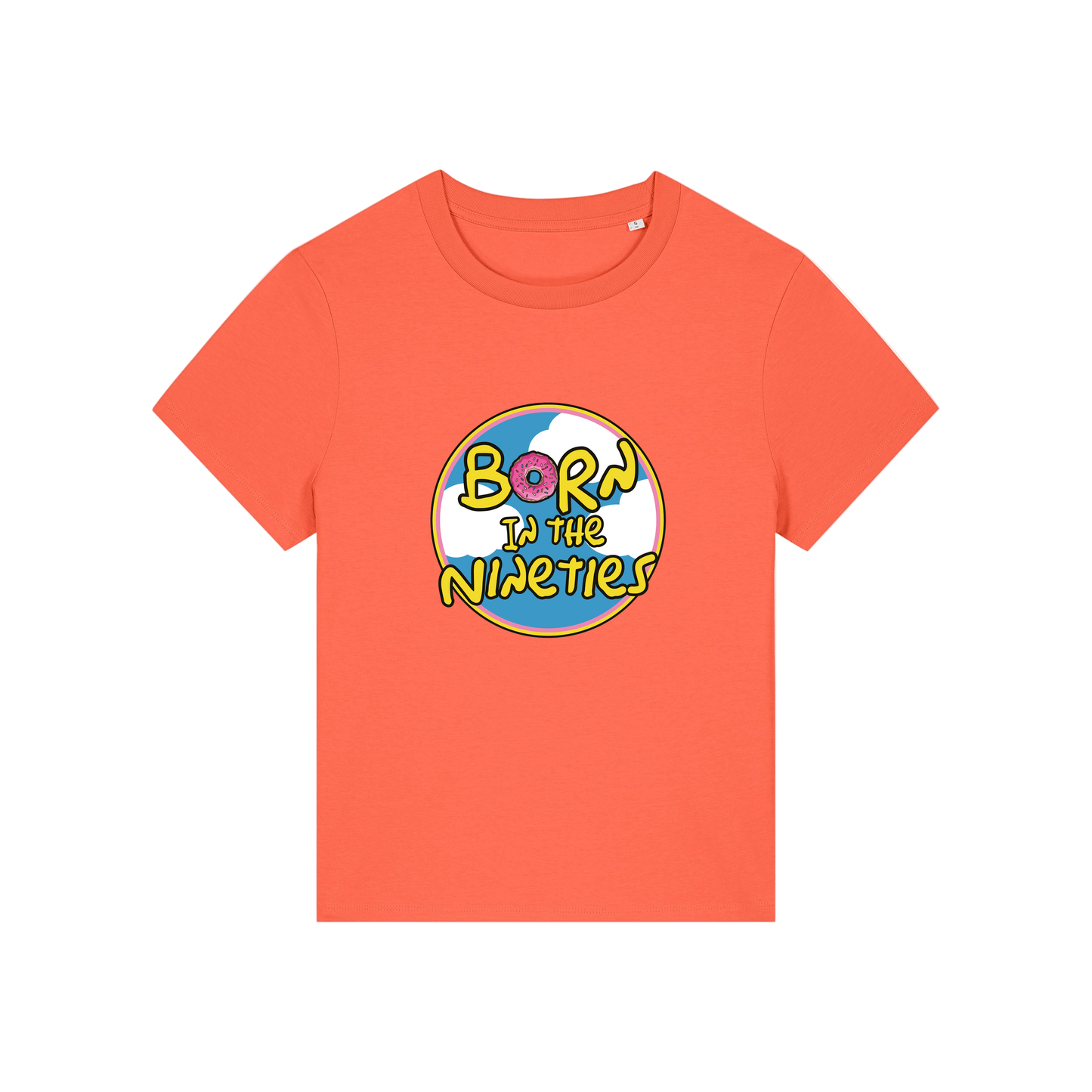 orange geek tshirt with the slogan 'born in the 90's' 