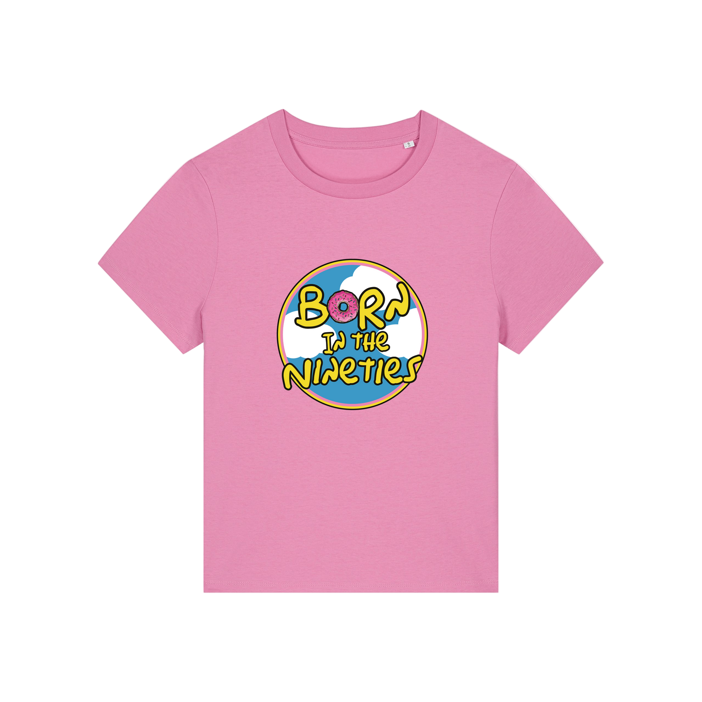 pink geek tshirt with the slogan 'born in the 90's' 