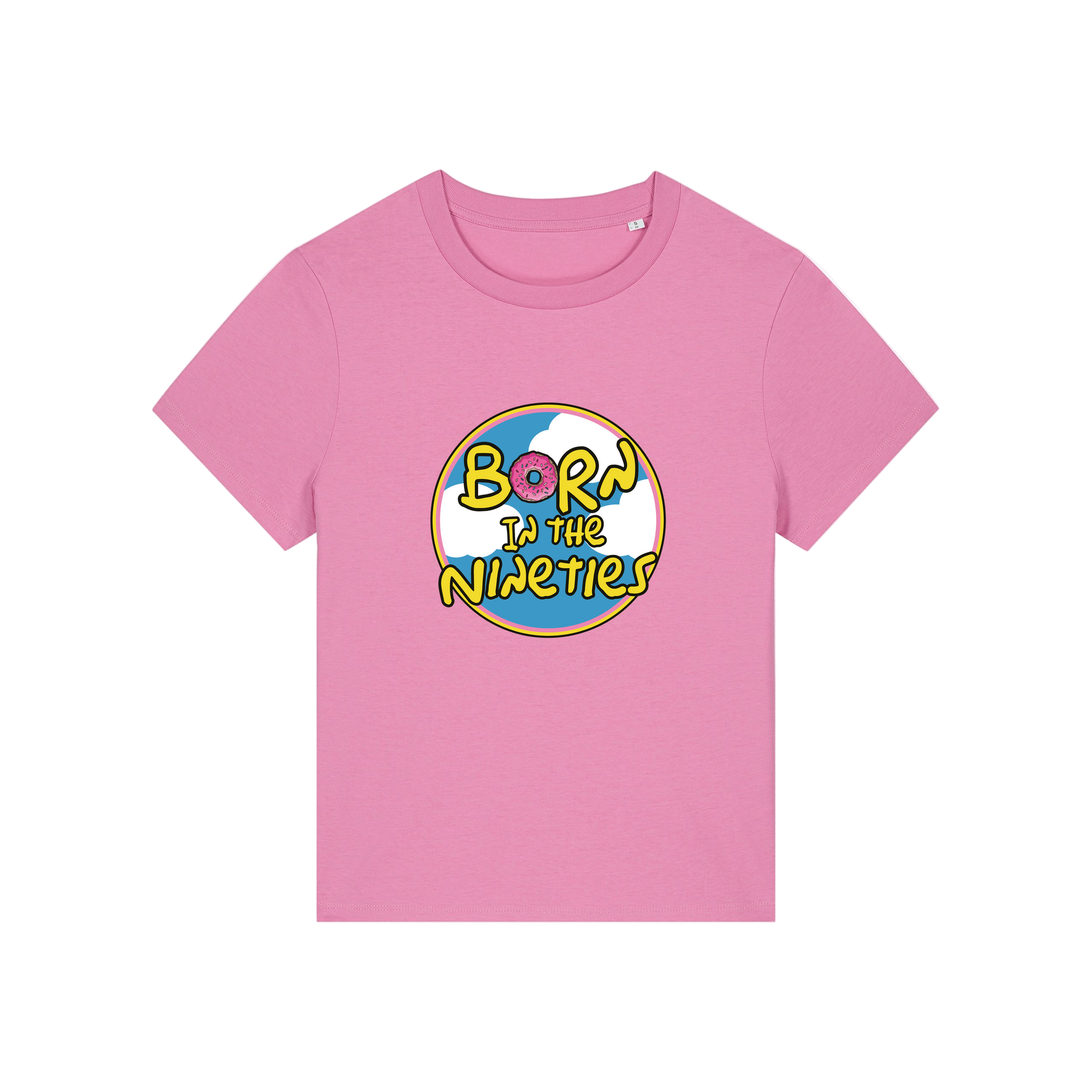 pink geek tshirt with the slogan 'born in the 90's' 