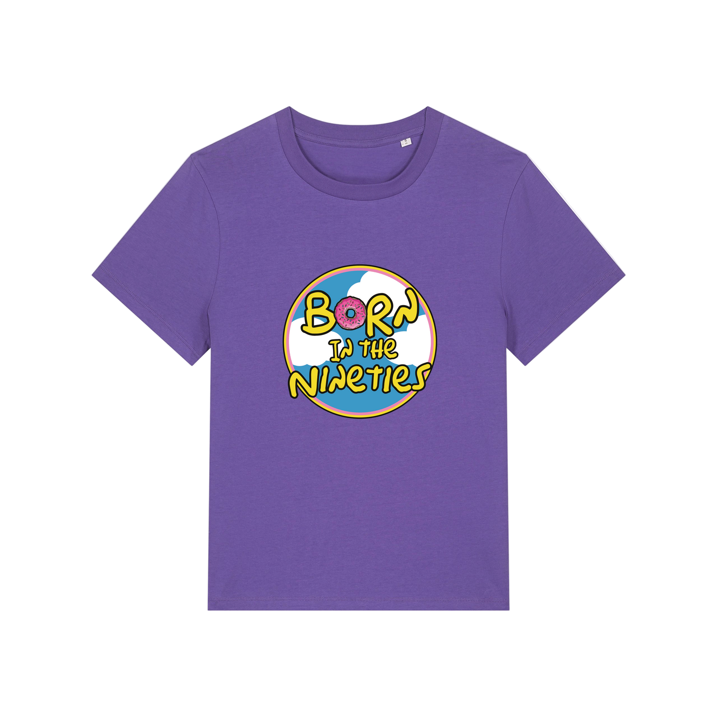 purple geek tshirt with the slogan 'born in the 90's' 