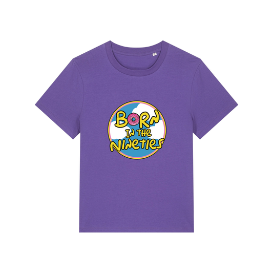 purple geek tshirt with the slogan 'born in the 90's' 