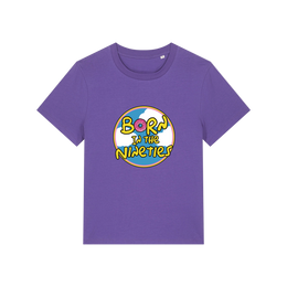 purple geek tshirt with the slogan 'born in the 90's' 