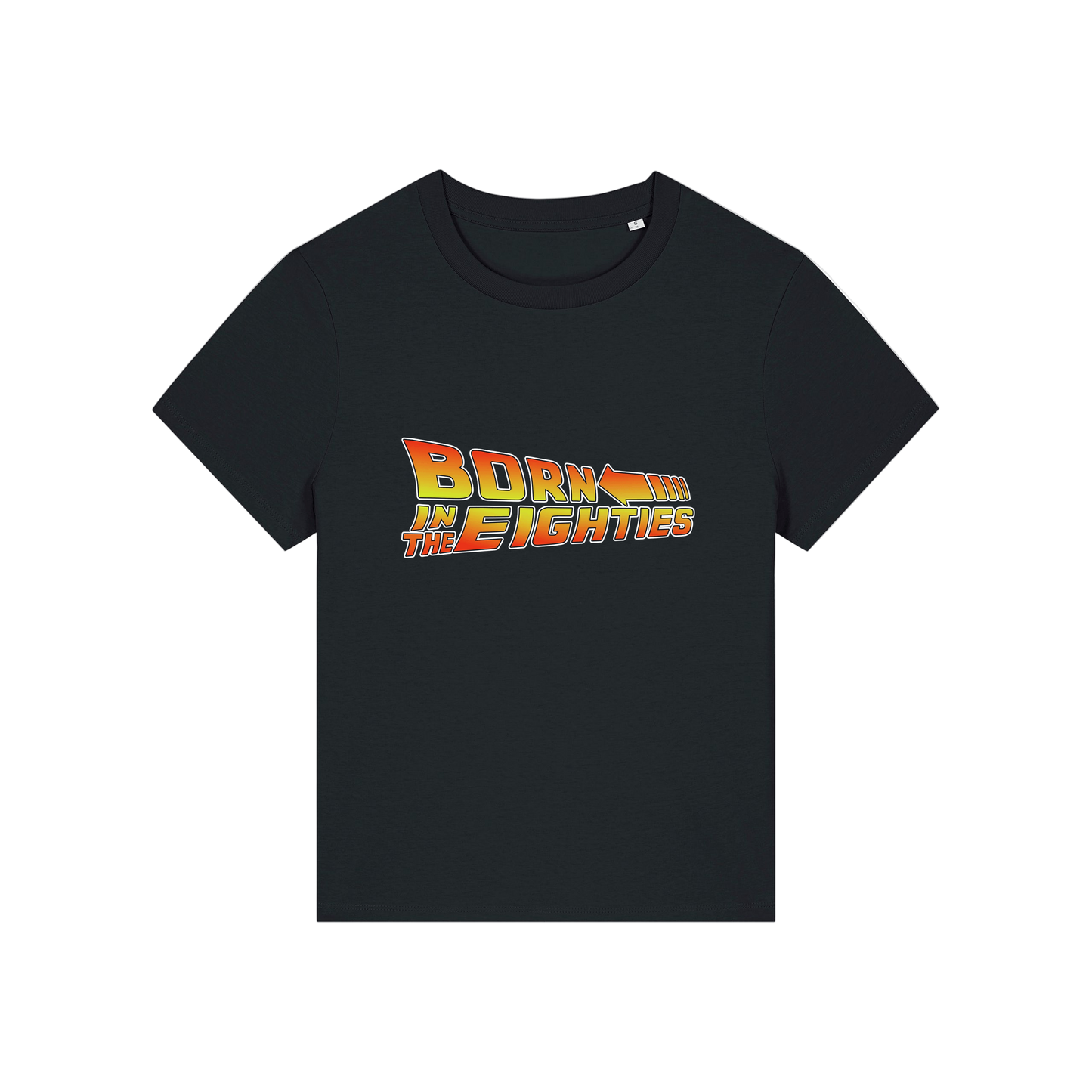 black geek tee with the slogan 'born in the eighties'
