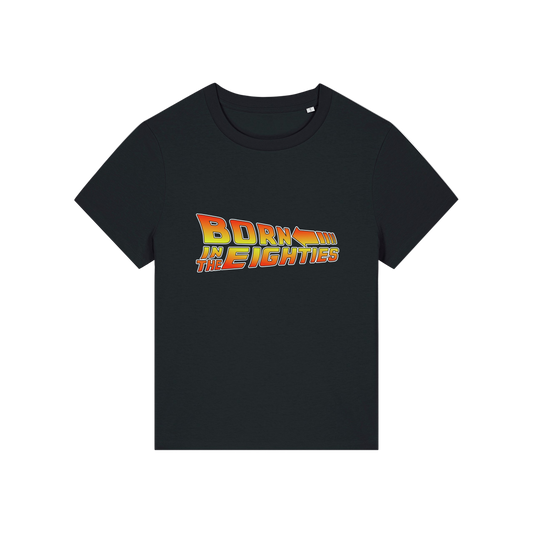 black geek tee with the slogan 'born in the eighties'