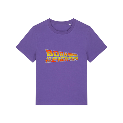 purple geek tee with the slogan 'born in the eighties'