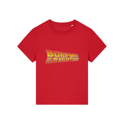 red geek tee with the slogan 'born in the eighties'