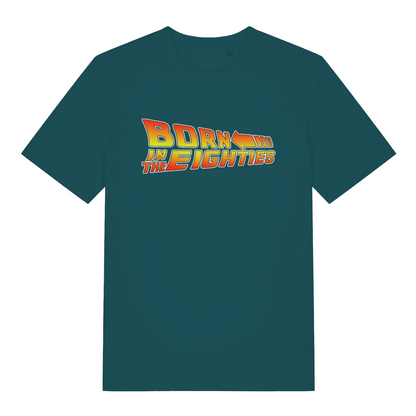 Stargazer women's Born in the Eighties T-shirt flat lay displaying vibrant 80s style arrow graphic on flattering fit