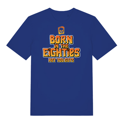blue birthday t-shirt with the slogan 'born in the eighties you guys'