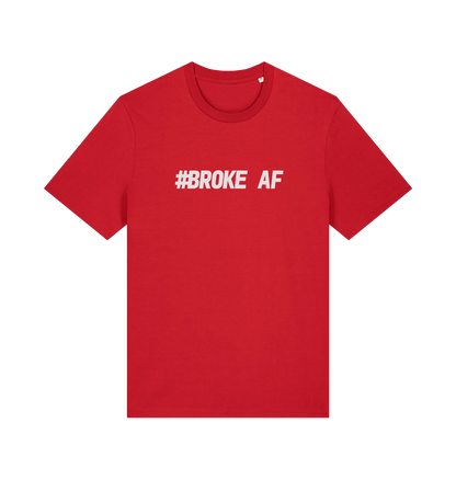 red slogan t-shirt with the text 'broke af'