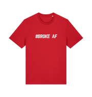red slogan t-shirt with the text 'broke af'