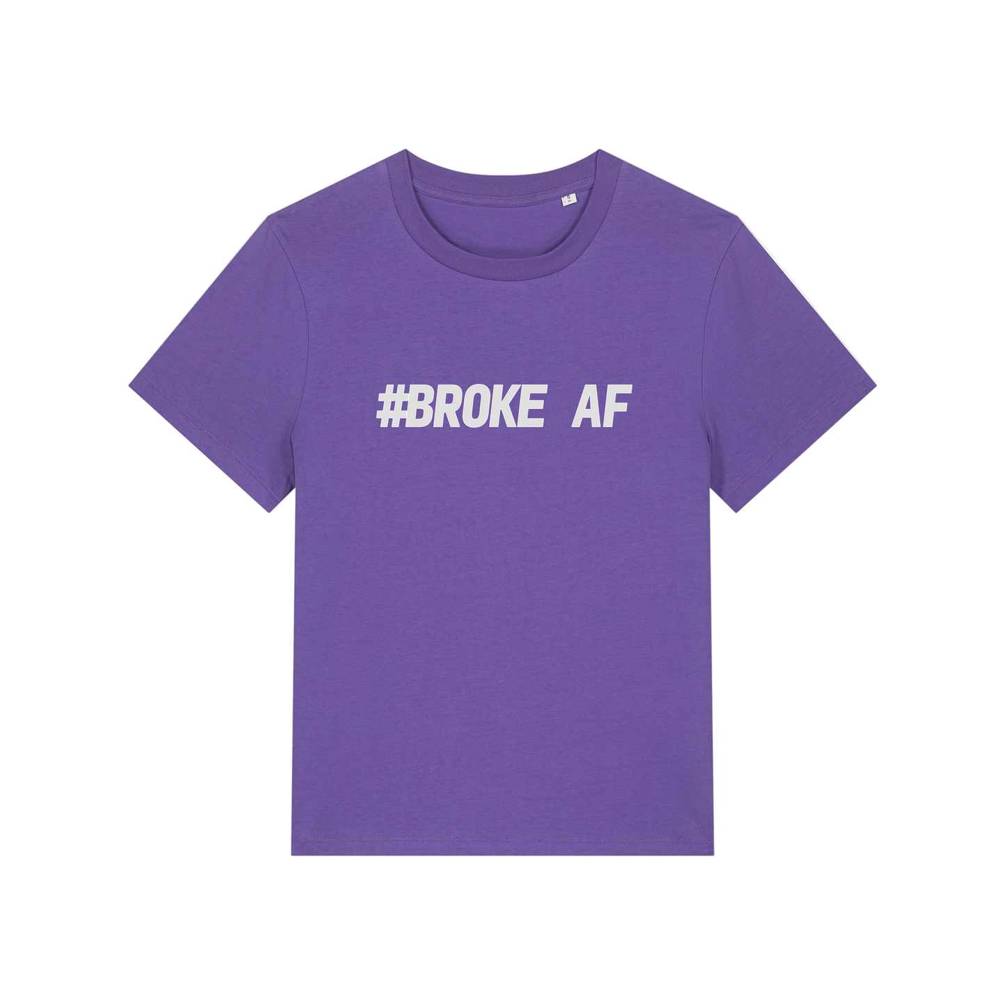 purple funny slogan t-shirt with 'broke af'