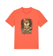 orange animal t-shirt with the graphic of a beaver and the text 'suck my balls'