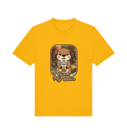 yellow animal t-shirt with the graphic of a beaver and the text 'suck my balls'