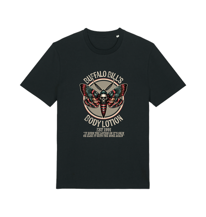 black movie t-shirt inspired by the classic horror film silence of the lambs