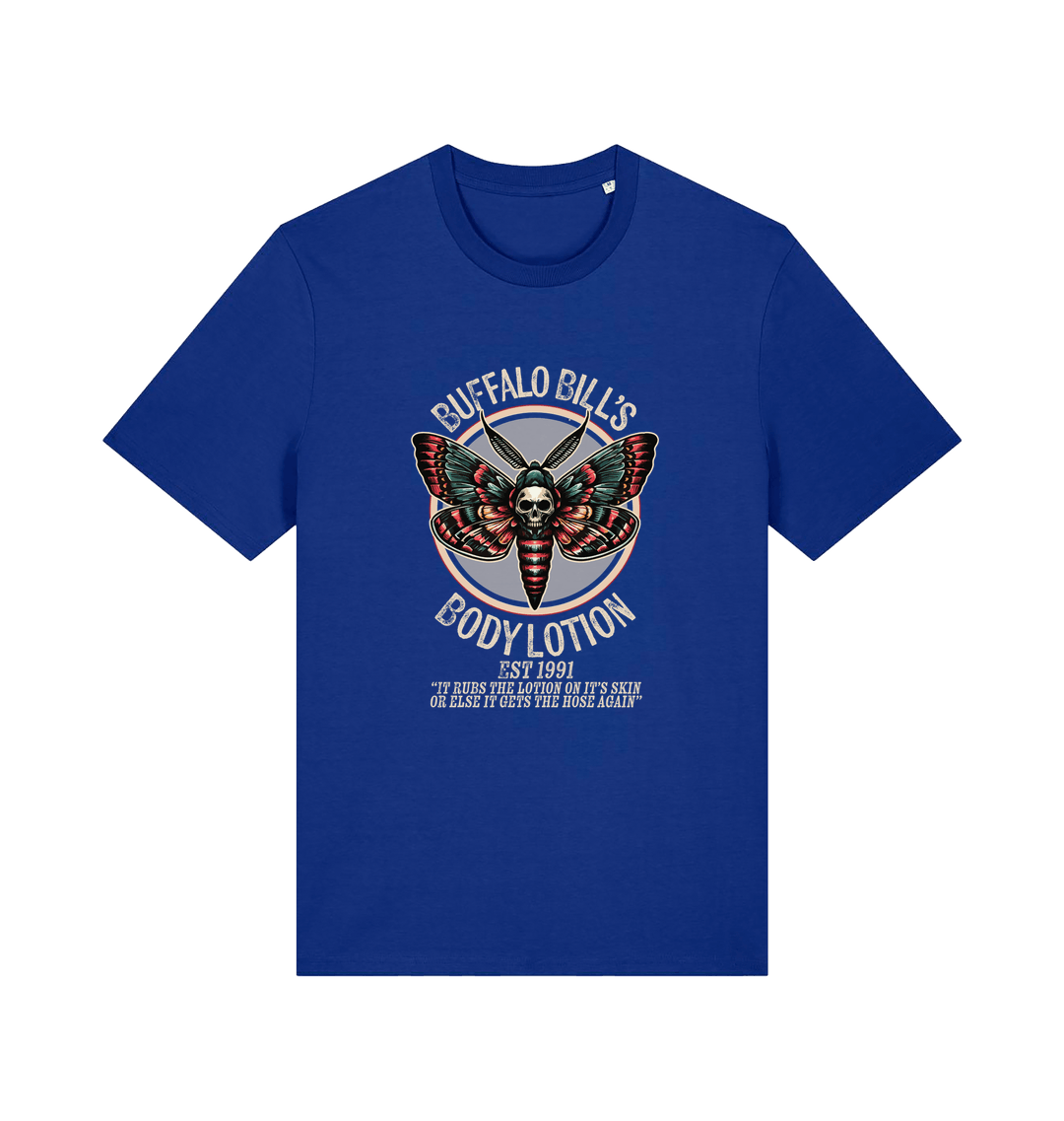 blue movie t-shirt inspired by the classic horror film silence of the lambs