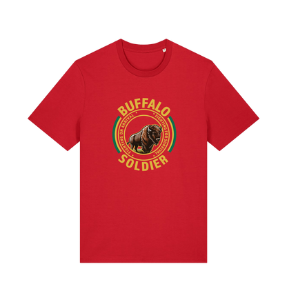 red music t-shirt inspired by bob marley with the graphic of a bull and the text 'buffalo soldier'