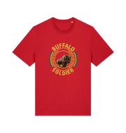 red music t-shirt inspired by bob marley with the graphic of a bull and the text 'buffalo soldier'
