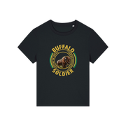 black music t-shirt with the graphic of a buffalo and the slogan 'buffalo soldier'