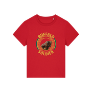 red music t-shirt with the graphic of a buffalo and the slogan 'buffalo soldier'