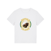 white music t-shirt with the graphic of a buffalo and the slogan 'buffalo soldier'