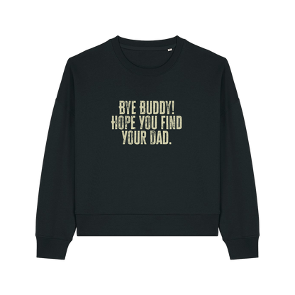 black christmas jumper with the slogan 'by buddy hope you find your dad'